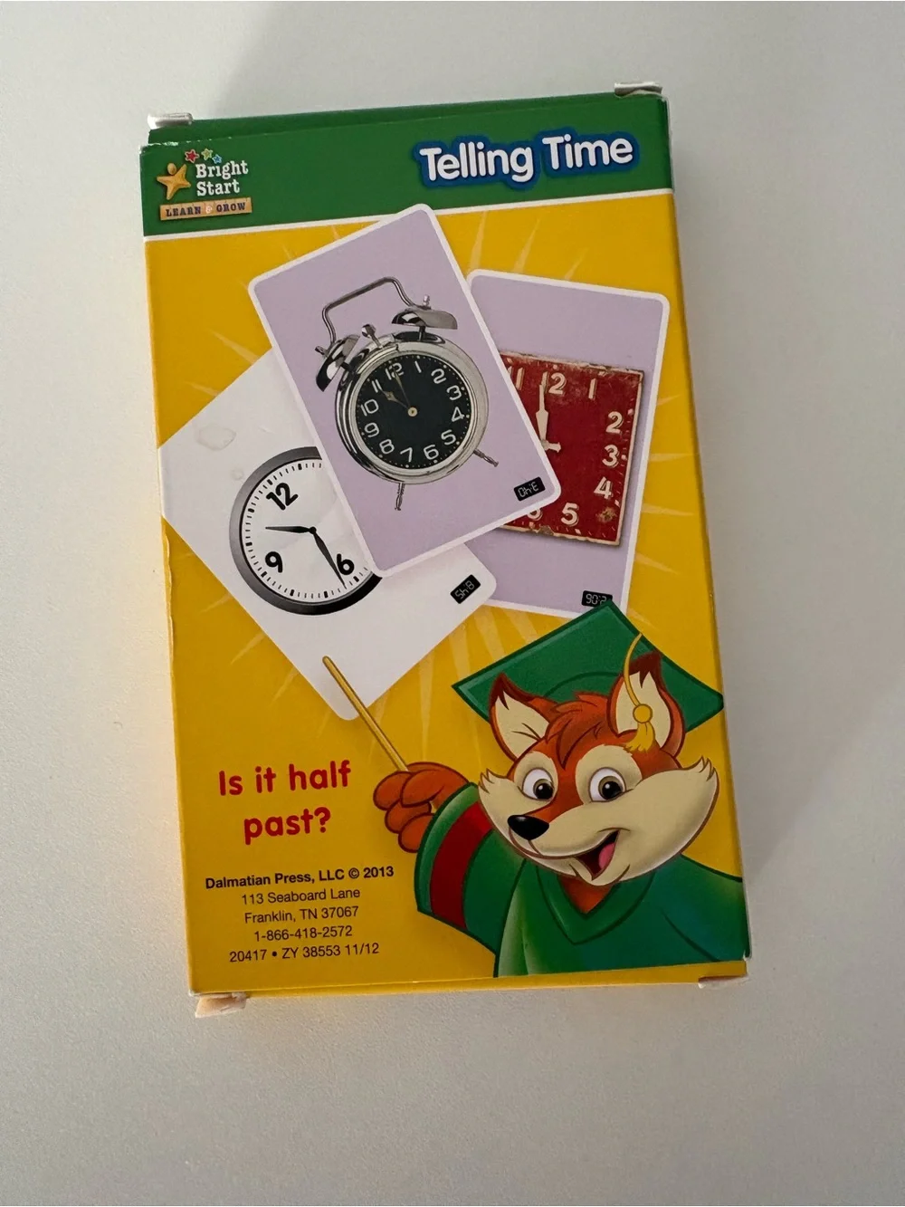 Telling Time Flash Cards - Yellow 1&2 grade